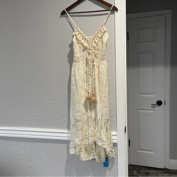 Cupshe women’s Cream Lace Spaghetti Strap swim coverup Dress XS NWT - Picture 2 of 6